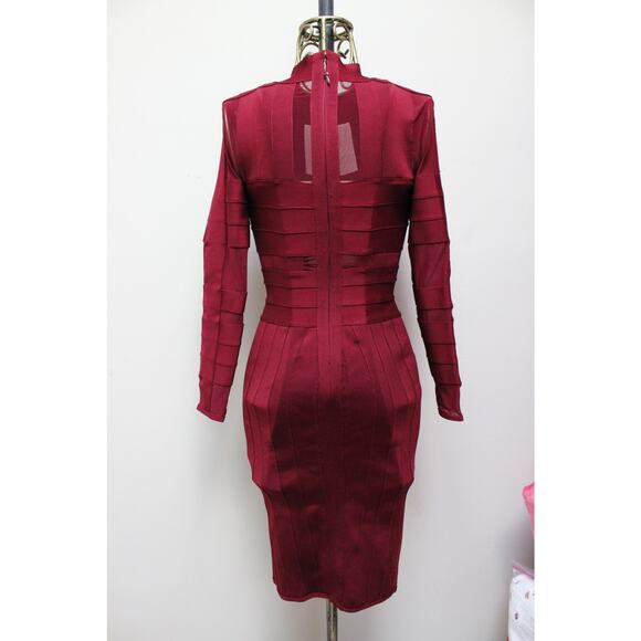 House of CB Bandage Red Maiko Long Sleeve Midi Dress Size Small - Picture 4 of 5